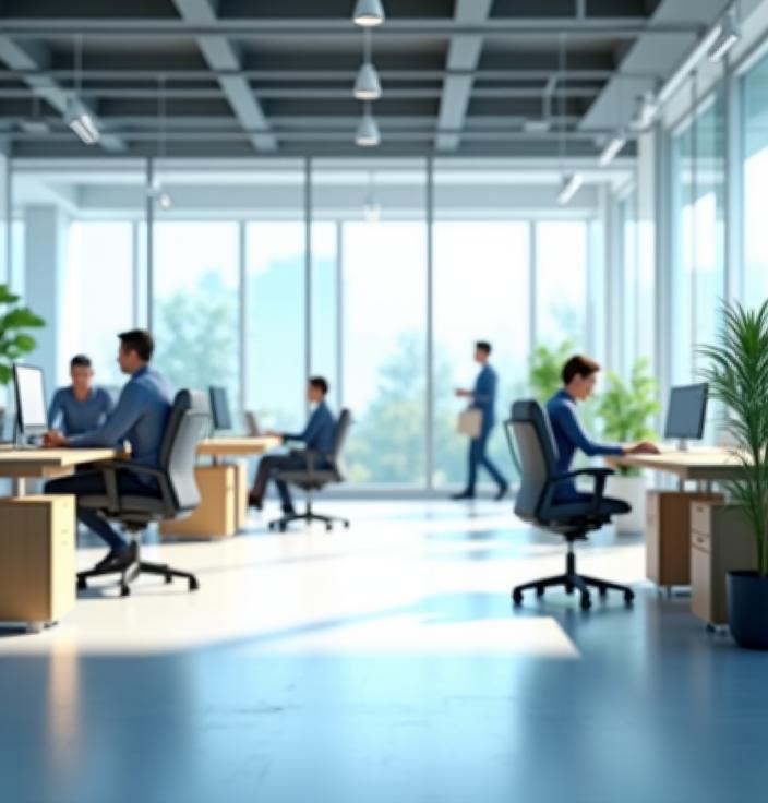 Modernes Büro mit Glasfassade